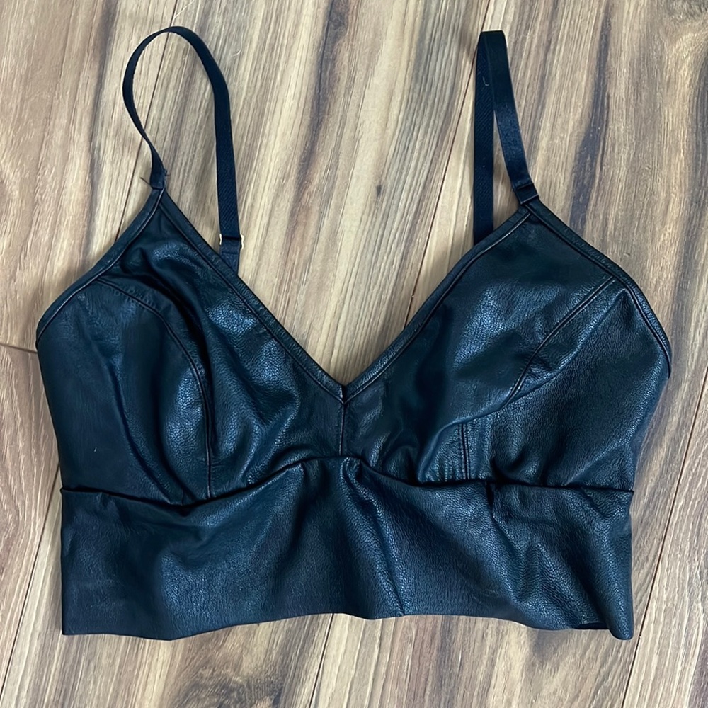 Commando faux leather longline bralette / crop top